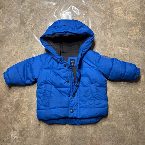 Blue Hooded Puffer Jacket - Picture 1 of 6